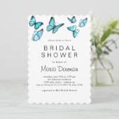 おしゃれな青黒の涼しげな水彩画 ブライダルシャワー イン 招待状 (スタンド正面)