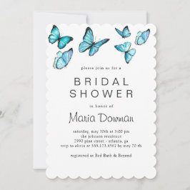 おしゃれな青黒の涼しげな水彩画 ブライダルシャワー イン 招待状