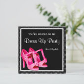 おしゃれな靴 ガーリー ピンクとブラック ドレスアップ パーティー 招待状 (スタンド正面)