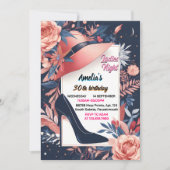 おしゃれな靴 スタイリッシュな大人の女性の夜 30歳の誕生日 招待状 (正面)