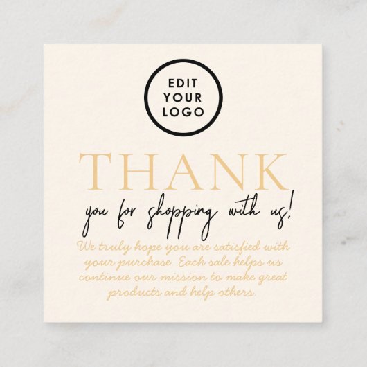 おしゃれな顧客感謝カード エンクロージャーカード (裏面)