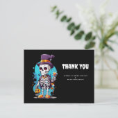 おしゃれな骸骨のハロウィン感謝カード ポストカード (スタンド正面)