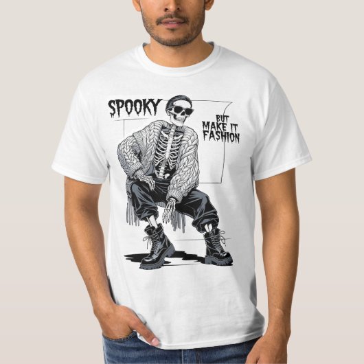 おしゃれな骸骨ファッション Tシャツ (正面)