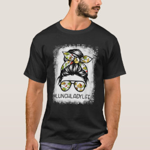 おしゃれな髪の女性バン・ランチ・レディ・バック・トス Tシャツ