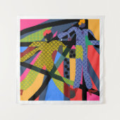 おしゃれな黄色と青の女性 タペストリー (正面)