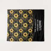 おしゃれな黄色のひまわり スタイリッシュなパターン 誕生日 タペストリー (正面(横))