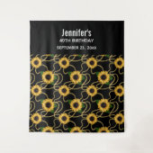 おしゃれな黄色のひまわり スタイリッシュなパターン 誕生日 タペストリー (正面)