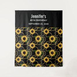 おしゃれな黄色のひまわり スタイリッシュなパターン 誕生日 タペストリー