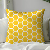 おしゃれな黄色のハニカムハチミツパターン クッション