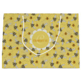 おしゃれな黄色の春夏のはちみつ蜂 ラージペーパーバッグ (正面)