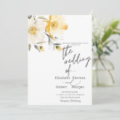 おしゃれな黄色の花の結婚式招待状 招待状 (スタンド正面)