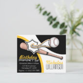 おしゃれな黄色の野球の誕生日招待状 招待状 (スタンド正面)