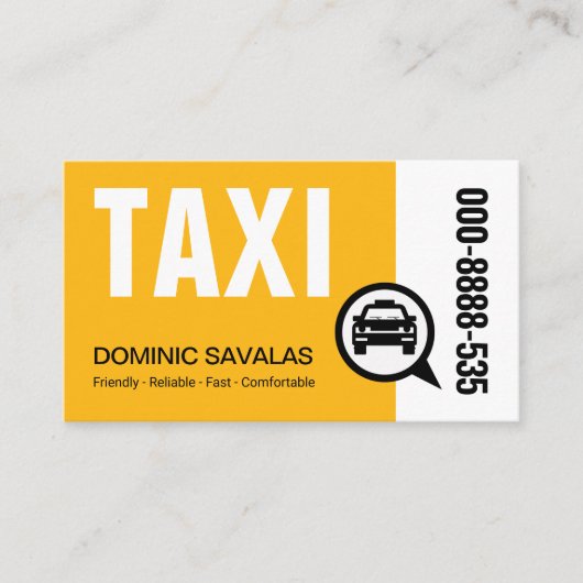 おしゃれな黄色のTAXIドライバー 名刺 (正面)