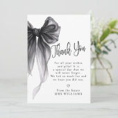おしゃれな黒いリボンで「結婚する彼女」　感謝をスタイリッシュに表現 サンキューカード (スタンド正面)
