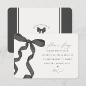 おしゃれな黒いリボンのノットシェアレシピ挿入カード エンクロージャーカード (正面/裏面)