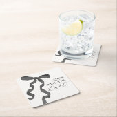 おしゃれな黒いリボンの結婚式前パーティー飾り スクエアペーパーコースター (インサイチュ)