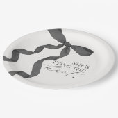 おしゃれな黒いリボンの結婚式前祝賀会の装飾 ペーパープレート (アングル)