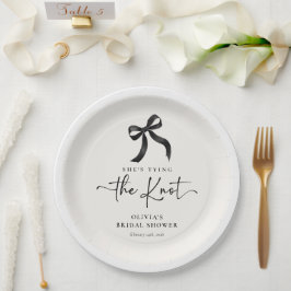 おしゃれな黒いリボン 結婚式前のお祝いパーティー ペーパープレート