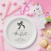 おしゃれな黒いリボン 結婚式前のお祝いパーティー ペーパープレート (パーティー)