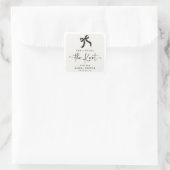 おしゃれな黒いリボン 結婚式前のお祝い スクエアシール (バッグ)