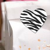おしゃれな黒と白のゼブラ柄サファリ誕生日パーティー ハートシール