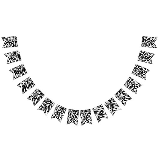 おしゃれな黒と白のゼブラ柄サファリ誕生日パーティー バンティングフラッグ (全)