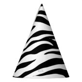 おしゃれな黒と白のゼブラ柄サファリ誕生日パーティー パーティーハット (左)