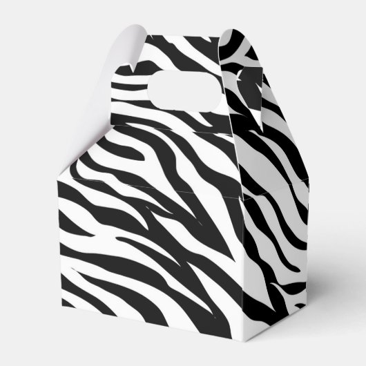 おしゃれな黒と白のゼブラ柄サファリ誕生日パーティー フェイバーボックス (裏面サイド)