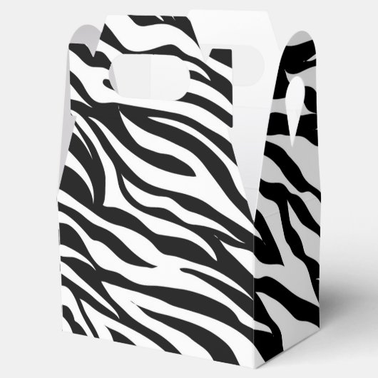 おしゃれな黒と白のゼブラ柄サファリ誕生日パーティー フェイバーボックス (オープン)