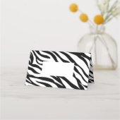 おしゃれな黒と白のゼブラ柄サファリ誕生日パーティー プレイスカード (正面)