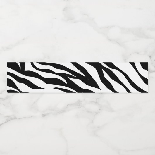 おしゃれな黒と白のゼブラ柄サファリ誕生日パーティー ペットボトルラベル (シングルラベル)