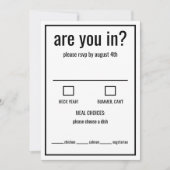 おしゃれな黒と白のミニマルな返信カード 招待状 (正面)