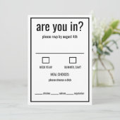 おしゃれな黒と白のミニマルな返信カード 招待状 (スタンド正面)