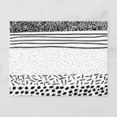 おしゃれな黒と白の手描き水玉模様のストライプ ポストカード (正面)