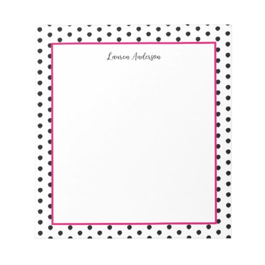 おしゃれな黒と白の水玉模様 ノートパッド (正面)