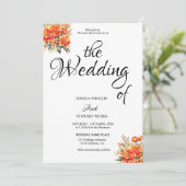 おしゃれな黒と白の花柄のオールインワンカリグラフィー 招待状 (スタンド正面)