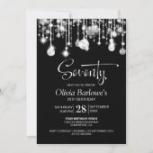 おしゃれな黒と白の70歳の誕生日パーティー 招待状 (正面)