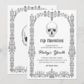 おしゃれな黒と白のRIP Twenties 二十代お別れ 30歳の誕生日 招待状 (正面/裏面)