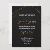 おしゃれな黒と金の幾何学模様のフレーム 招待状 (正面)