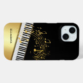 おしゃれな黒と金の音符とピアノ鍵盤デザイン Case-Mate iPhoneケース (裏面 (横))