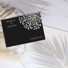 おしゃれな黒に白の遊び心あふれる感謝カード サンキューカード