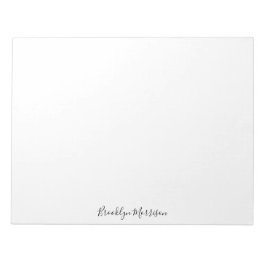 おしゃれな黒のカスタムスクリプトネームテキストモノグラム ノートパッド