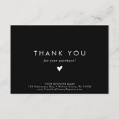 おしゃれな黒のスモールビジネス感謝オーダーカード エンクロージャーカード (正面)