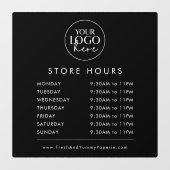 おしゃれな黒のタイポグラフィー ビジネス ロゴ 店舗営業時間 ウィンドウサイン (シート)
