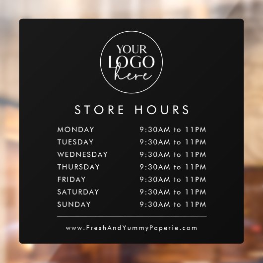 おしゃれな黒のタイポグラフィー ビジネス ロゴ 店舗営業時間 ウィンドウサイン (シート2)