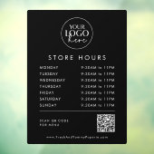 おしゃれな黒のビジネスロゴQRコード店舗営業時間 ウィンドウサイン (シート3)