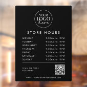 おしゃれな黒のビジネスロゴQRコード店舗営業時間 ウィンドウサイン (シート2)