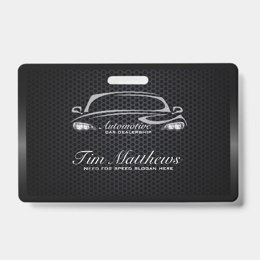 おしゃれな黒のミニマルモダンな自動車ビジネス バッジ (正面)