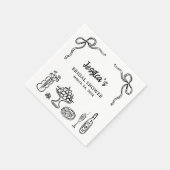 おしゃれな黒の手描き ウェディングシャワーペーパー スタンダードカクテルナプキン (角)