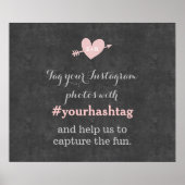 おしゃれな黒板ウェディングフォトハッシュタグサイン ポスター (正面)